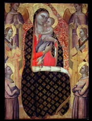 Madonna und Kind auf dem Thron mit sechs Engeln